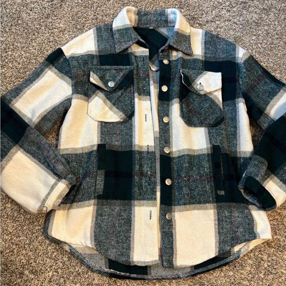 Green and white shacket